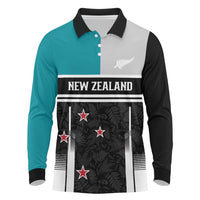 Custom NZ Cricket Pride Long Sleeve Polo Shirt Silver Fern Fan Supporter Apparel LT9 Black - Polynesian Pride