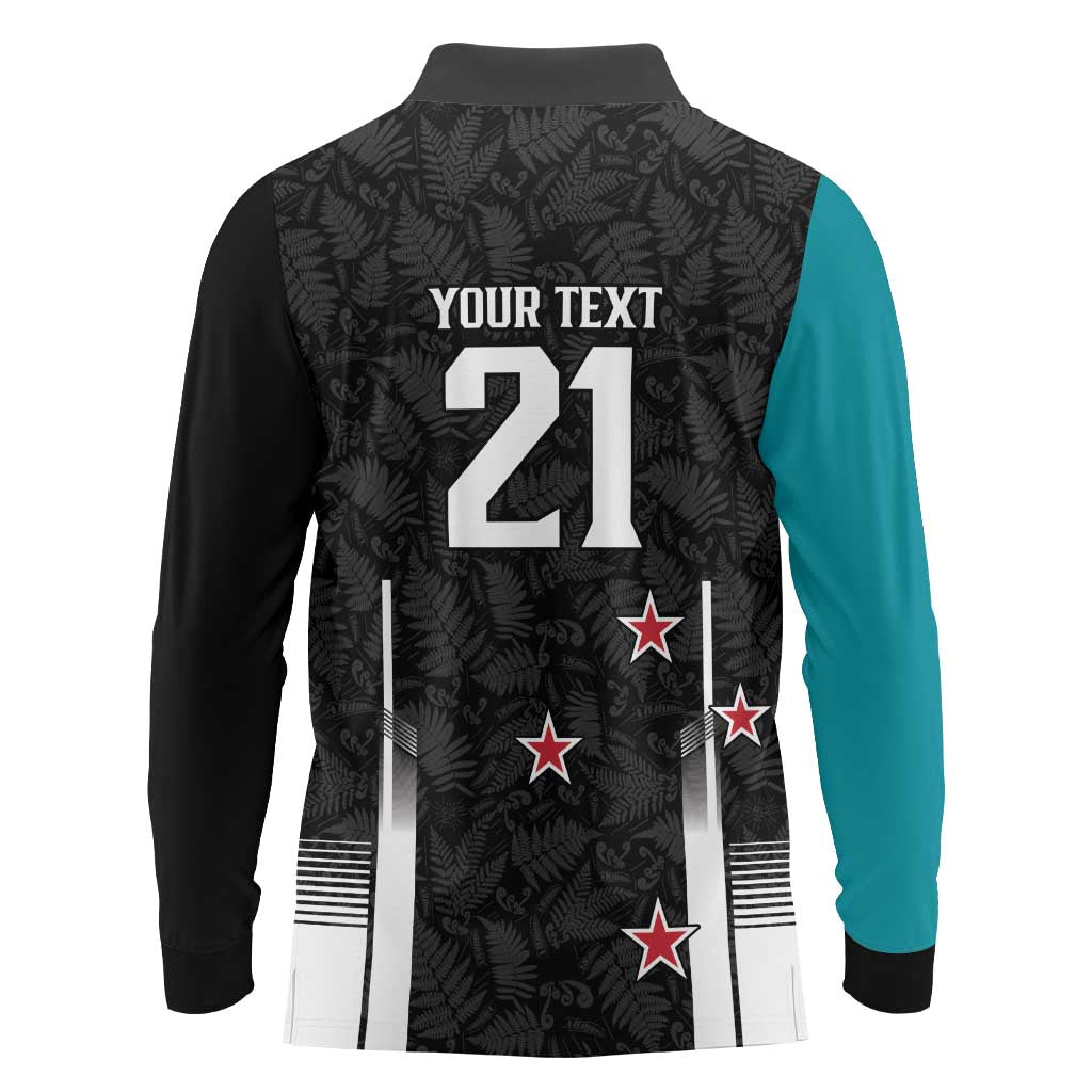 Custom NZ Cricket Pride Long Sleeve Polo Shirt Silver Fern Fan Supporter Apparel LT9 - Polynesian Pride