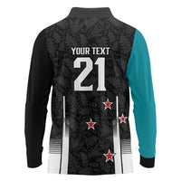 Custom NZ Cricket Pride Long Sleeve Polo Shirt Silver Fern Fan Supporter Apparel LT9 - Polynesian Pride