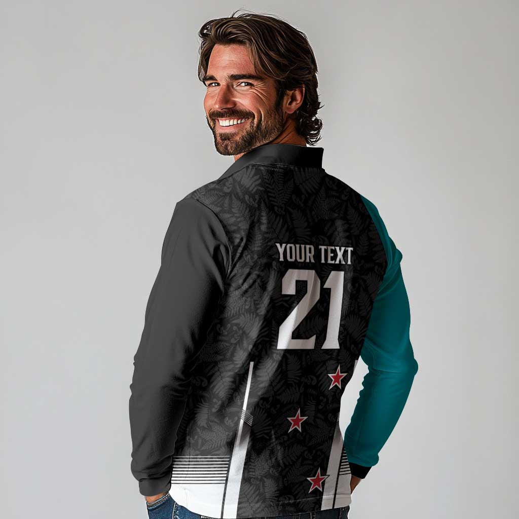 Custom NZ Cricket Pride Long Sleeve Polo Shirt Silver Fern Fan Supporter Apparel LT9 - Polynesian Pride