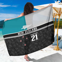 Custom NZ Cricket Pride Sarong Silver Fern Fan Supporter Apparel LT9 One Size 44 x 66 inches Black - Polynesian Pride