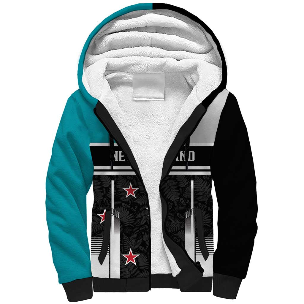 Custom NZ Cricket Pride Sherpa Hoodie Silver Fern Fan Supporter Apparel LT9 Unisex Black - Polynesian Pride