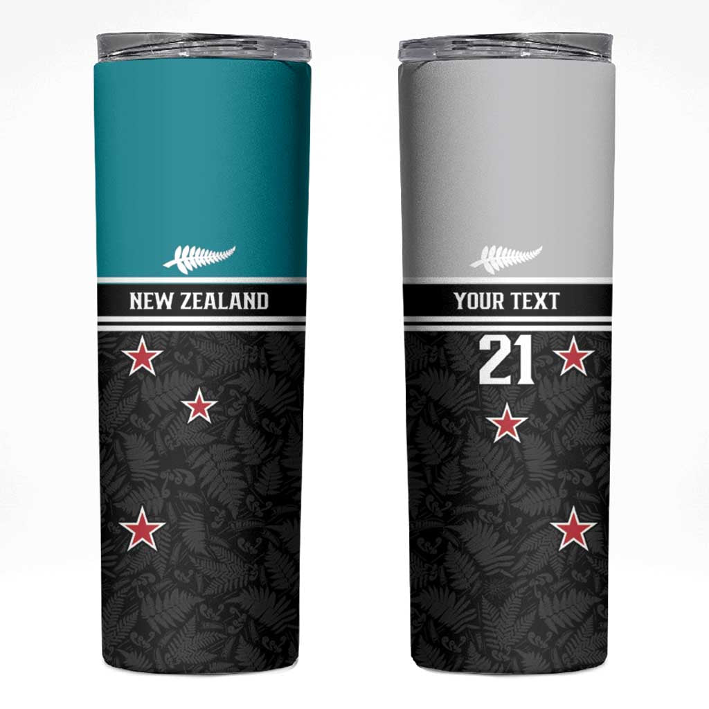 Custom NZ Cricket Pride Skinny Tumbler Silver Fern Fan Supporter Apparel - Polynesian Pride