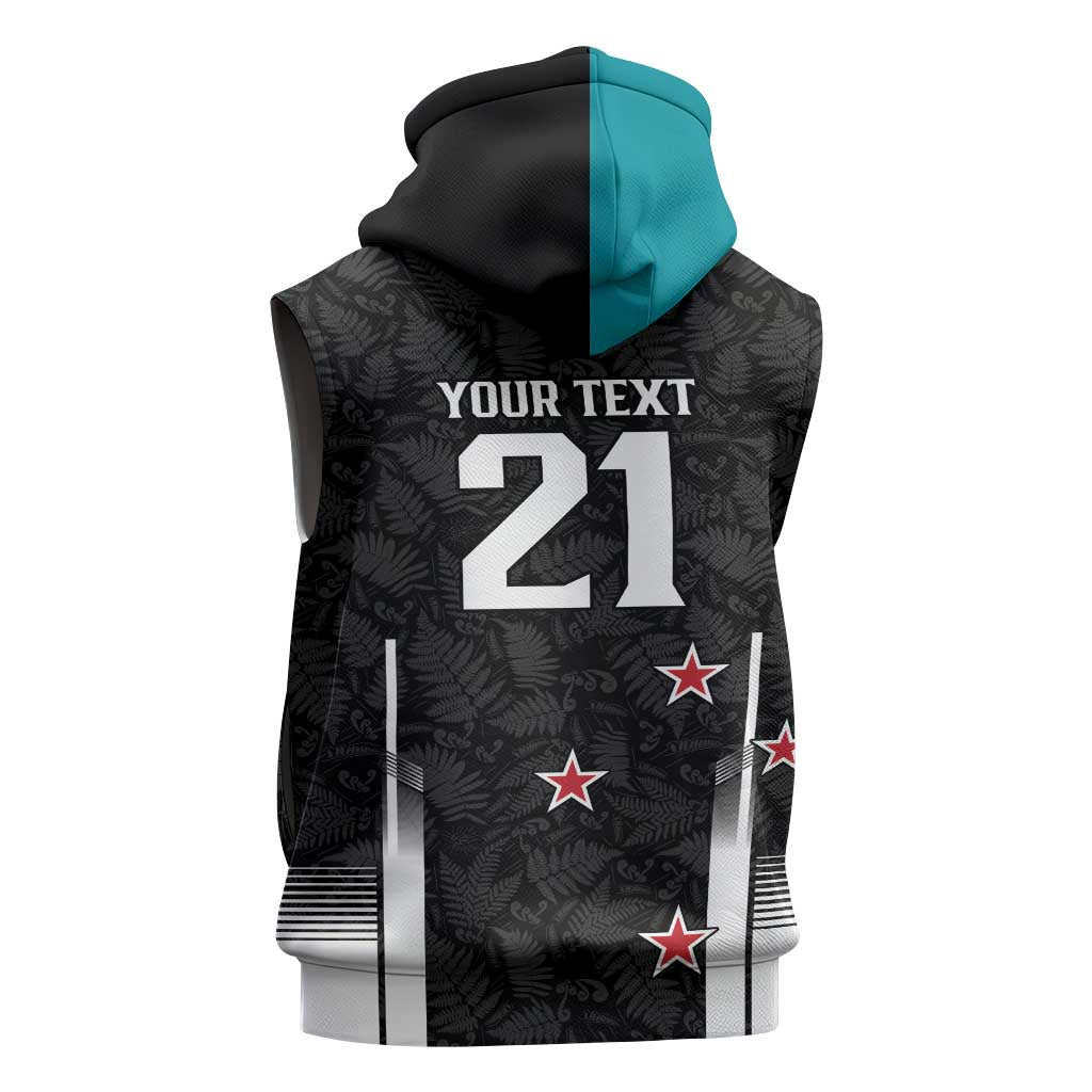 Custom NZ Cricket Pride Sleeveless Zip Hoodie Silver Fern Fan Supporter Apparel - Polynesian Pride