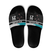 Custom NZ Cricket Pride Slide Sandals Silver Fern Fan Supporter Apparel LT9 Black - Polynesian Pride