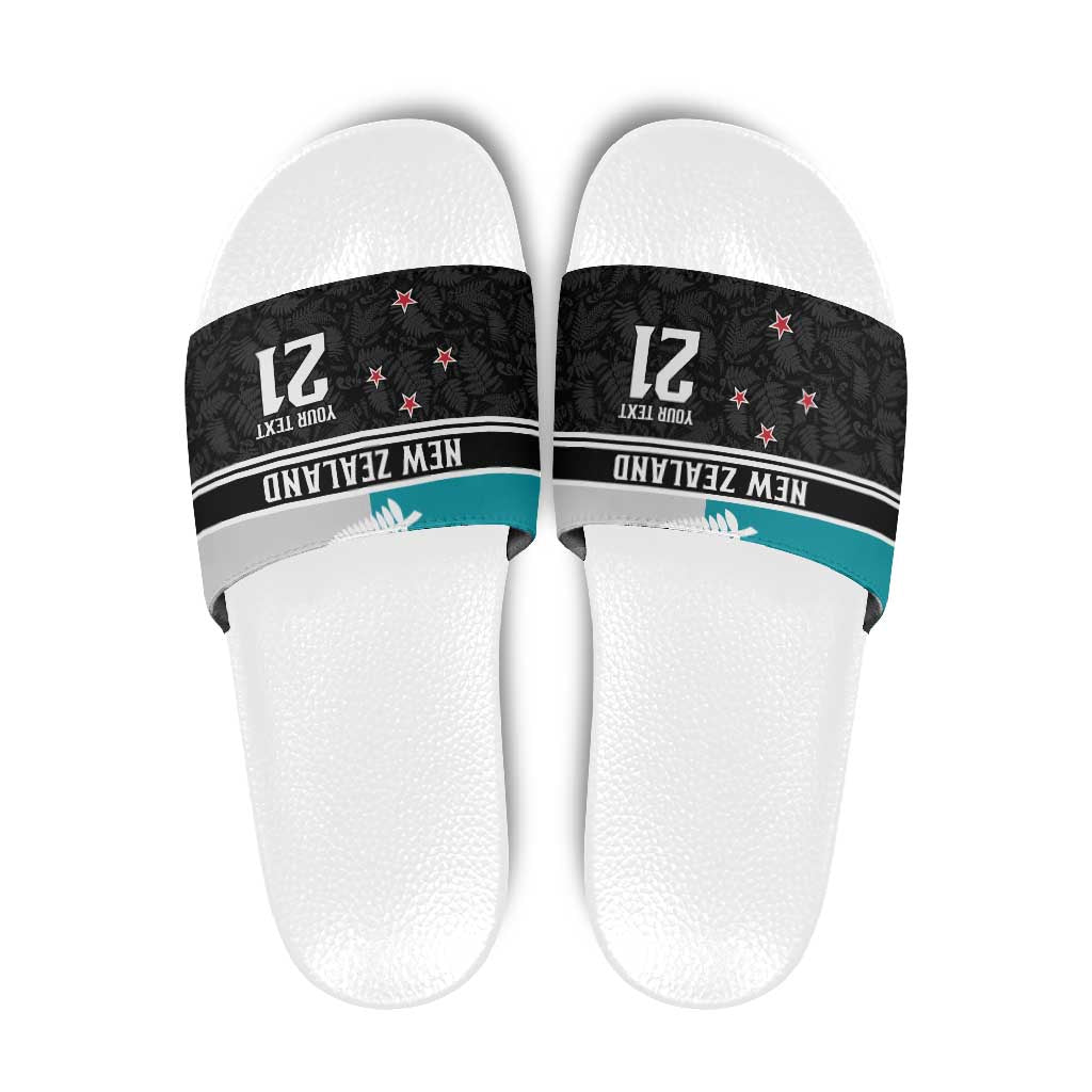 Custom NZ Cricket Pride Slide Sandals Silver Fern Fan Supporter Apparel LT9 Black - Polynesian Pride