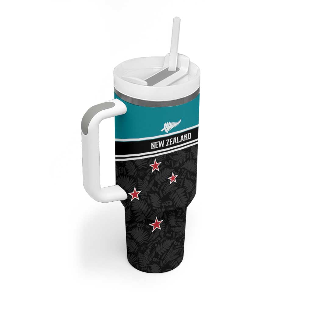 Custom NZ Cricket Pride Tumbler With Handle Silver Fern Fan Supporter Apparel - Polynesian Pride