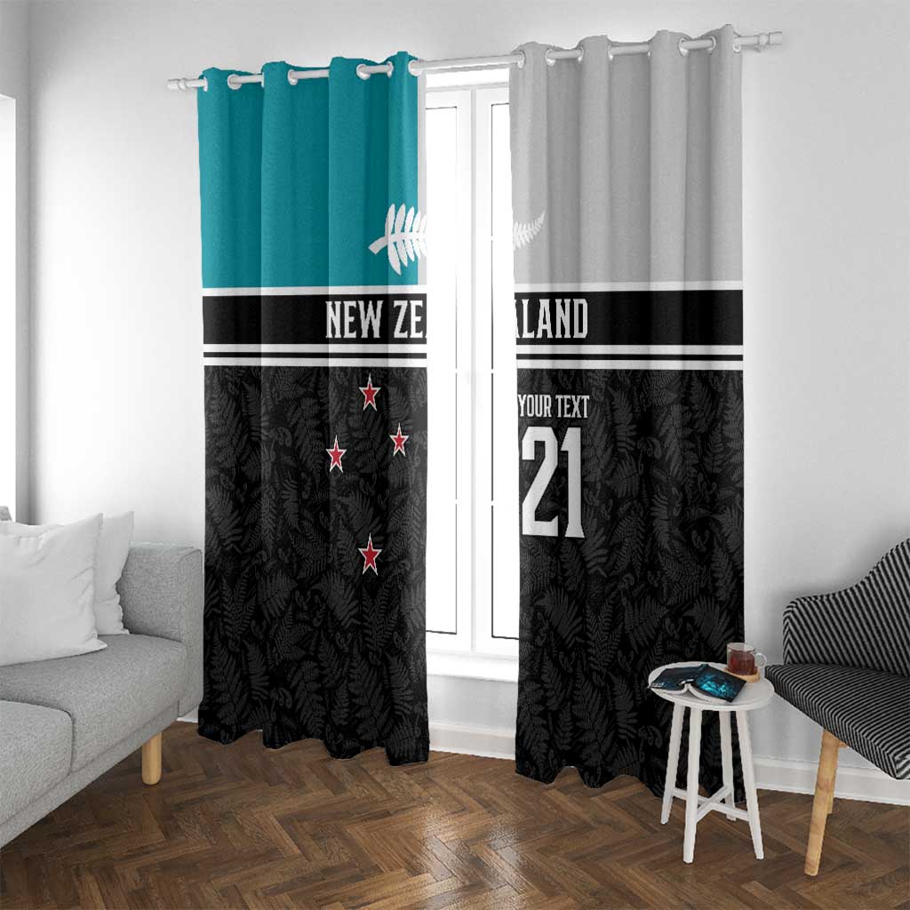 Custom NZ Cricket Pride Window Curtain Silver Fern Fan Supporter Apparel LT9 With Grommets Black - Polynesian Pride