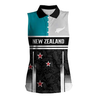 Custom NZ Cricket Pride Women Sleeveless Polo Shirt Silver Fern Fan Supporter Apparel LT9 Female Black - Polynesian Pride