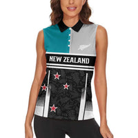 Custom NZ Cricket Pride Women Sleeveless Polo Shirt Silver Fern Fan Supporter Apparel LT9 - Polynesian Pride