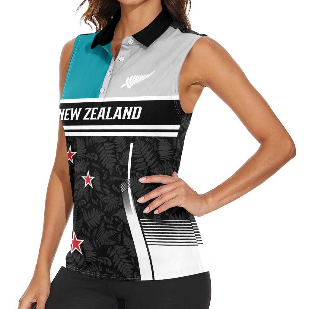 Custom NZ Cricket Pride Women Sleeveless Polo Shirt Silver Fern Fan Supporter Apparel LT9 - Polynesian Pride