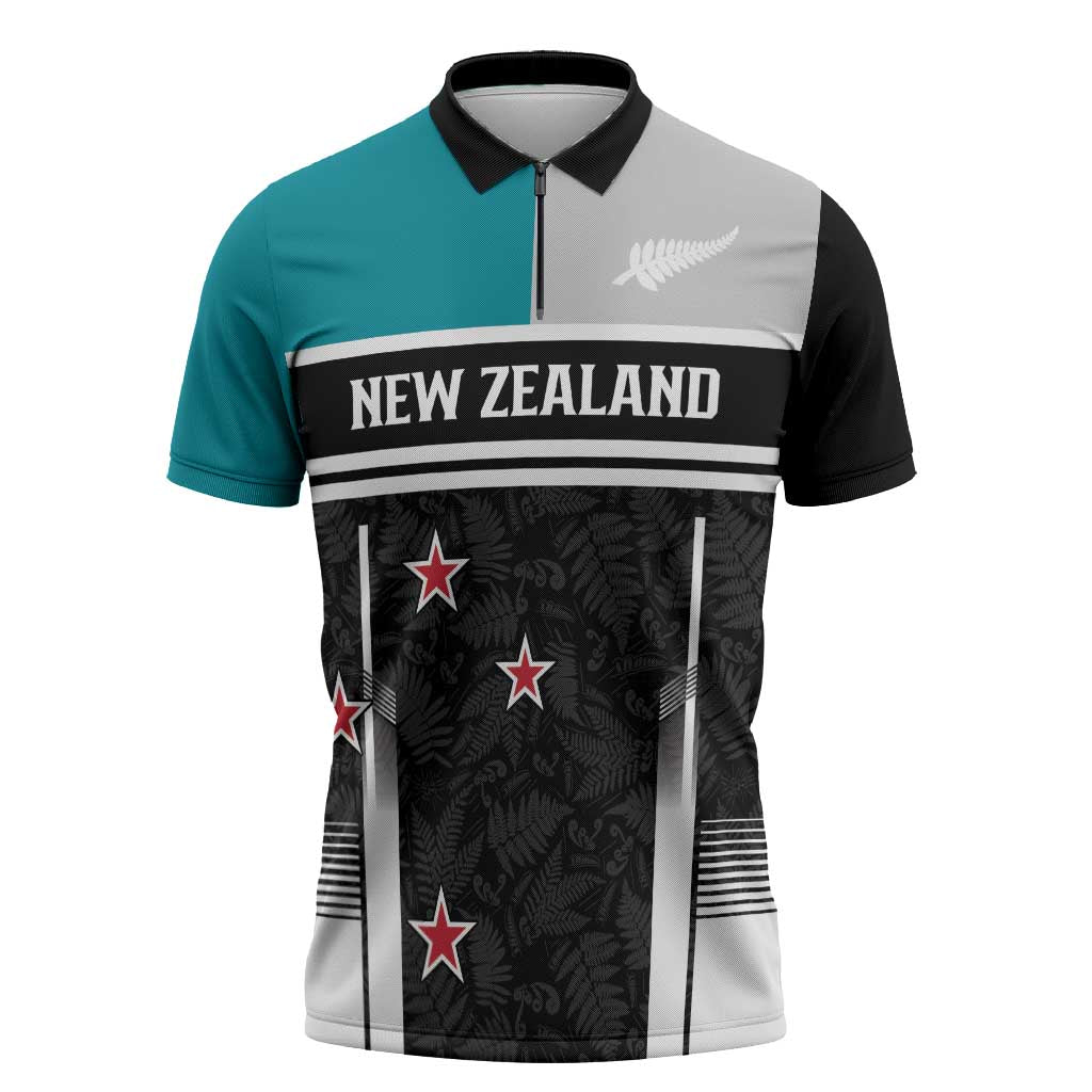 Custom NZ Cricket Pride Zipper Polo Shirt Silver Fern Fan Supporter Apparel - Polynesian Pride