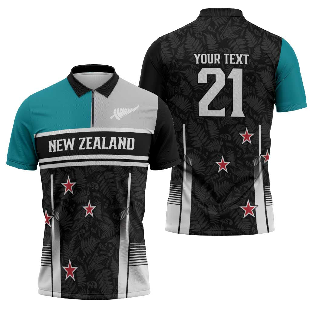 Custom NZ Cricket Pride Zipper Polo Shirt Silver Fern Fan Supporter Apparel LT9 - Polynesian Pride