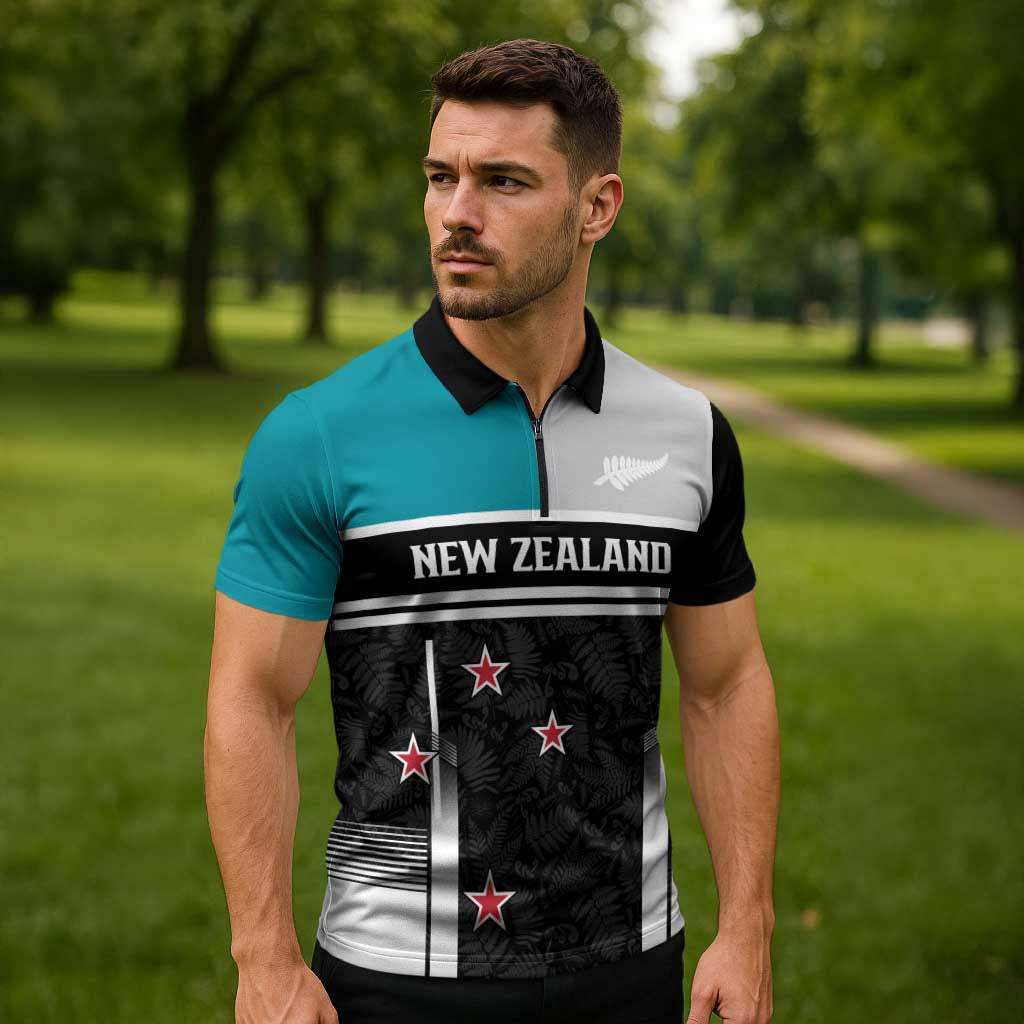 Custom NZ Cricket Pride Zipper Polo Shirt Silver Fern Fan Supporter Apparel LT9 - Polynesian Pride