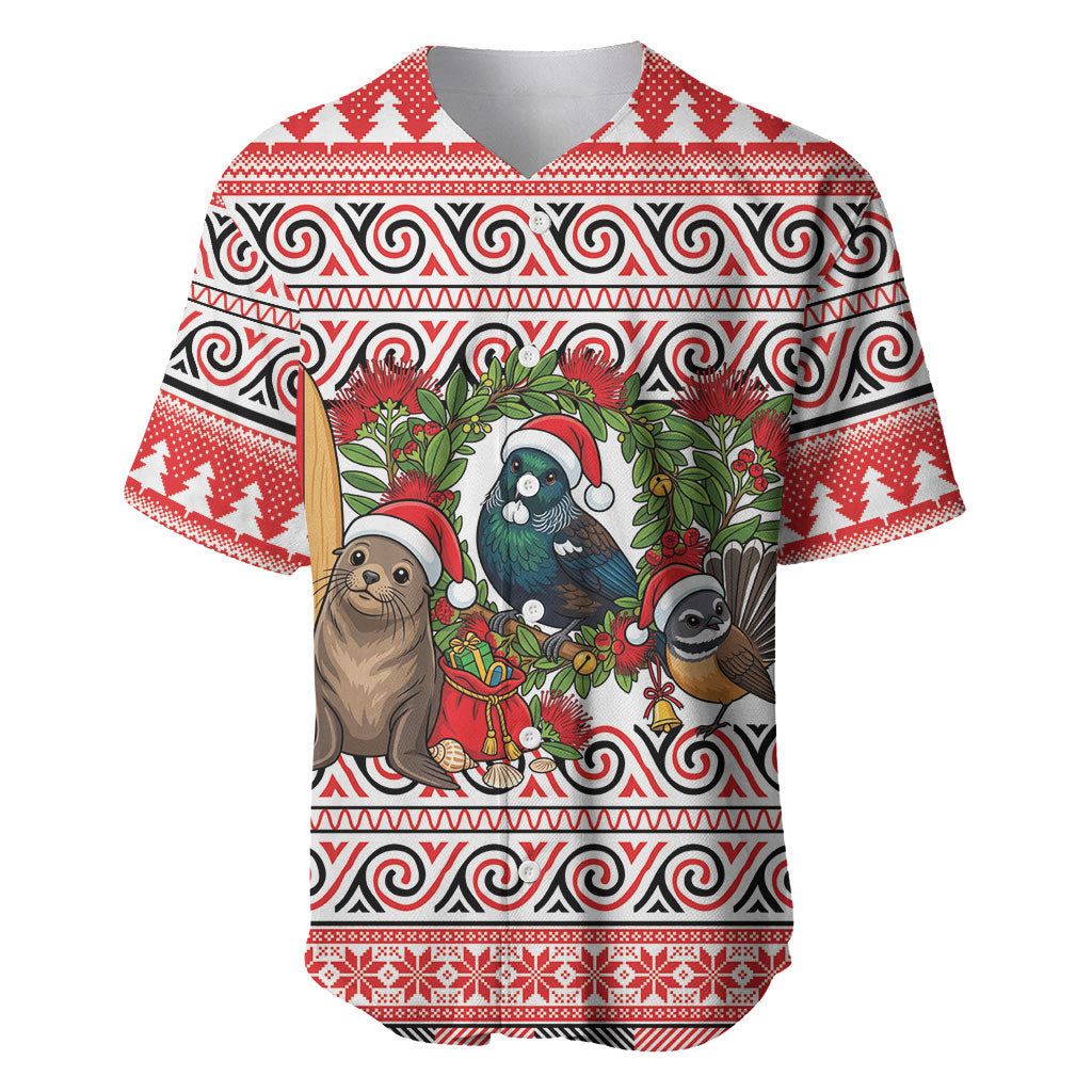 New Zealand Animal Christmas Baseball Jersey Maori Inspired Kowhaiwhai Patterns