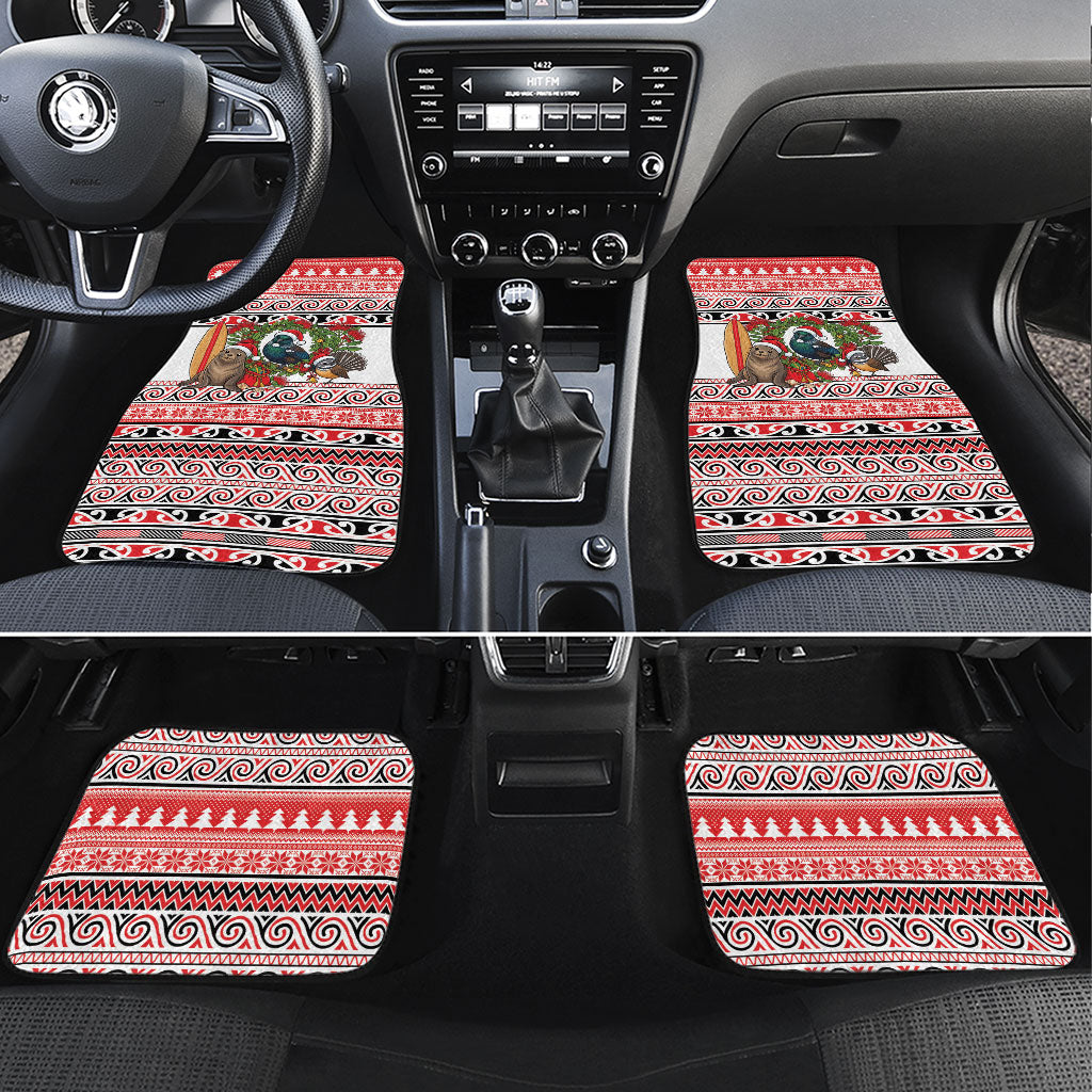 New Zealand Animal Christmas Car Mats Maori Inspired Kowhaiwhai Patterns LT9 Set 4pcs Red - Polynesian Pride