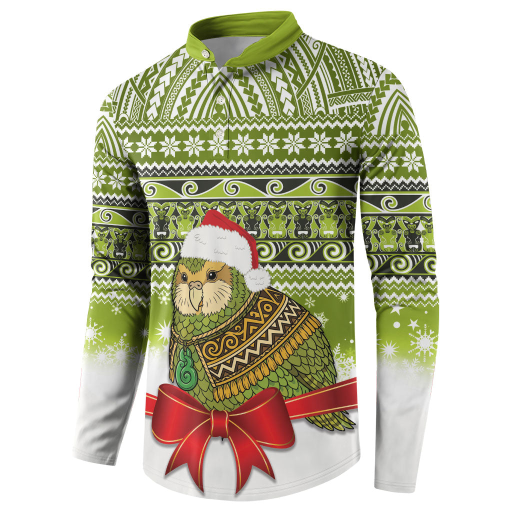 New Zealand Kakapo Christmas Button Sweatshirt Maori Inspired Knitted Patterns LT9 - Polynesian Pride