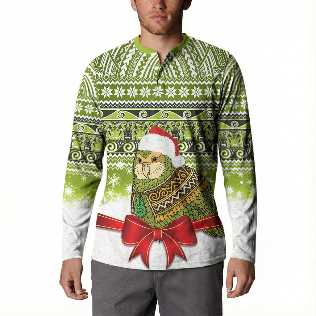 New Zealand Kakapo Christmas Button Sweatshirt Maori Inspired Knitted Patterns LT9 - Polynesian Pride