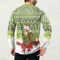 New Zealand Kakapo Christmas Button Sweatshirt Maori Inspired Knitted Patterns LT9 - Polynesian Pride