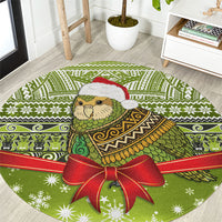 New Zealand Kakapo Christmas Round Carpet Maori Inspired Knitted Patterns LT9 Green - Polynesian Pride