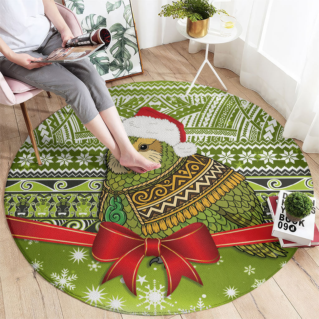 New Zealand Kakapo Christmas Round Carpet Maori Inspired Knitted Patterns LT9 - Polynesian Pride