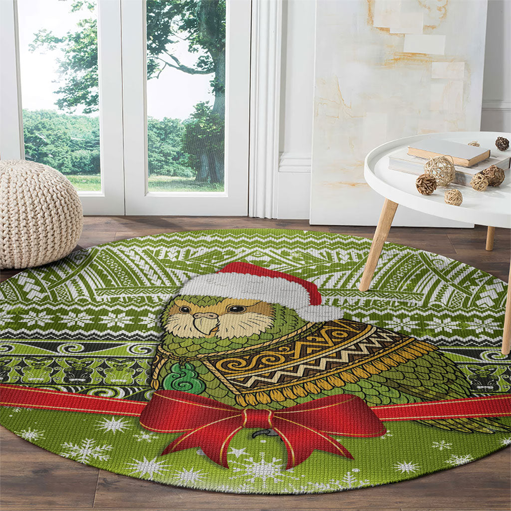New Zealand Kakapo Christmas Round Carpet Maori Inspired Knitted Patterns LT9 - Polynesian Pride
