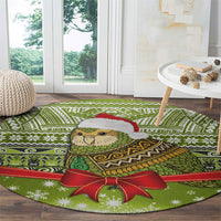 New Zealand Kakapo Christmas Round Carpet Maori Inspired Knitted Patterns LT9 - Polynesian Pride