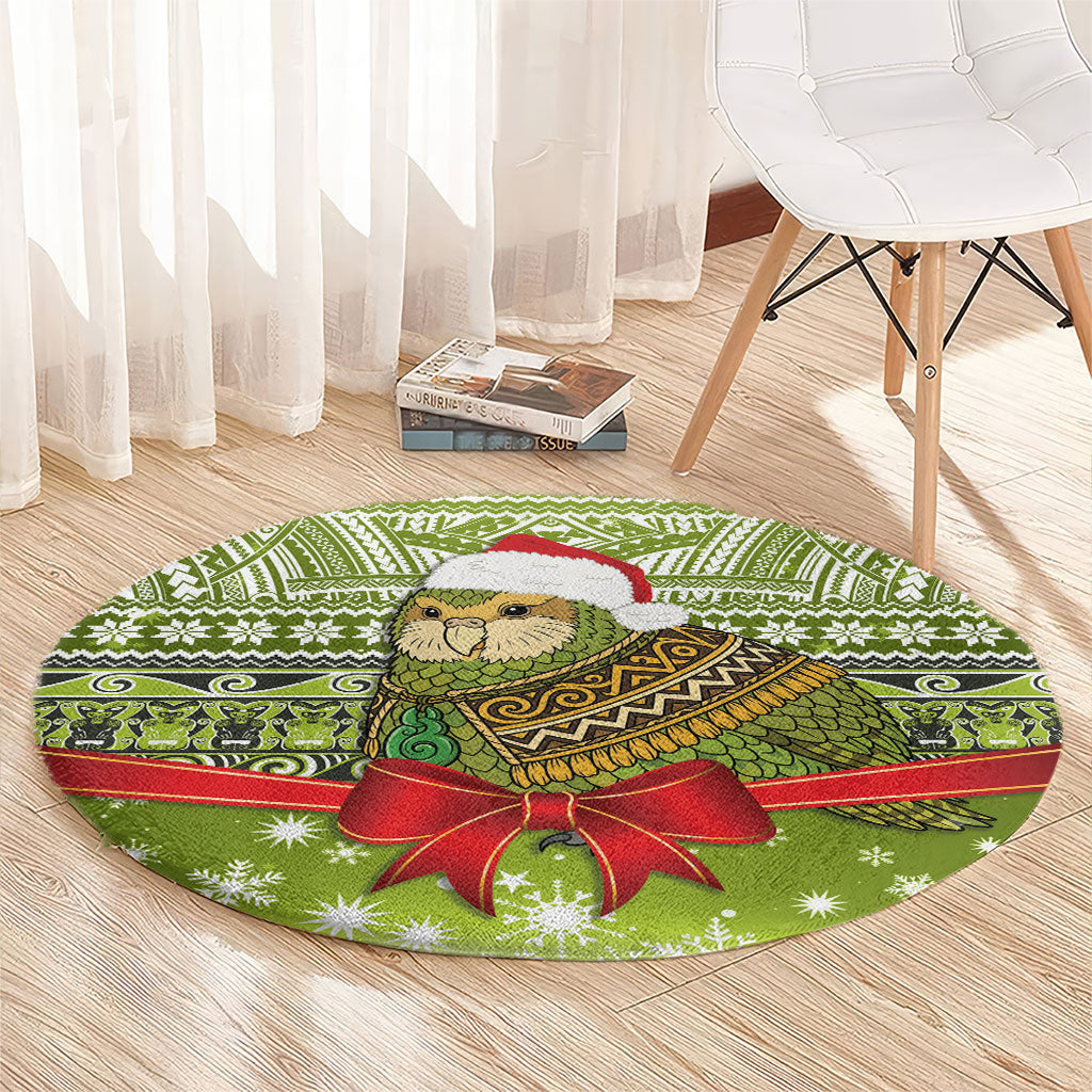 New Zealand Kakapo Christmas Round Carpet Maori Inspired Knitted Patterns LT9 - Polynesian Pride