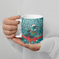 New Zealand Tui Bird Christmas Ceramic Mug Maori Inspired Knitted Patterns LT9 - Polynesian Pride