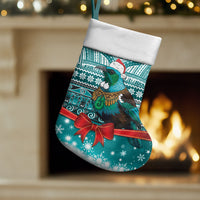 New Zealand Tui Bird Christmas Stocking Maori Inspired Knitted Patterns LT9 Set of 2 Turquoise - Polynesian Pride