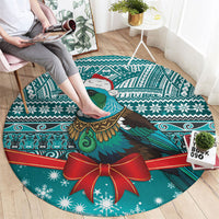 New Zealand Tui Bird Christmas Round Carpet Maori Inspired Knitted Patterns LT9 - Polynesian Pride