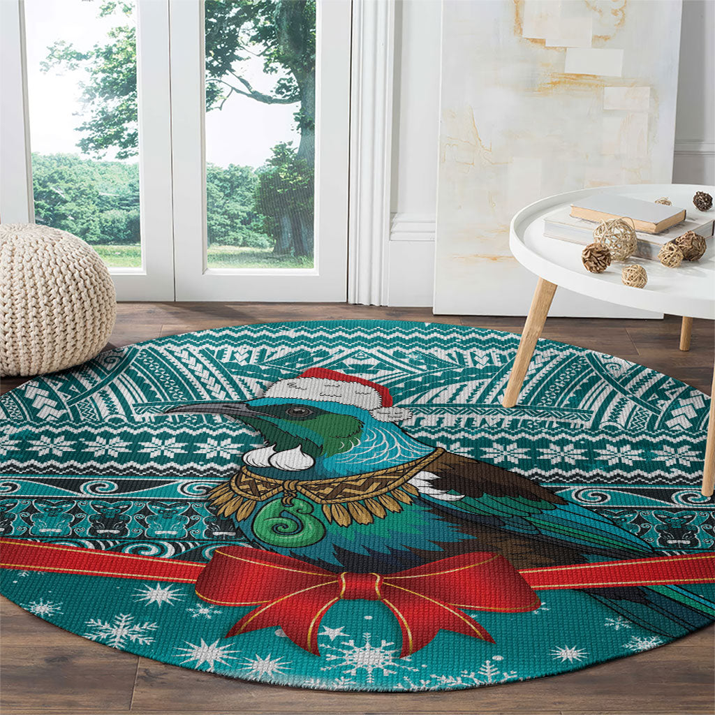 New Zealand Tui Bird Christmas Round Carpet Maori Inspired Knitted Patterns LT9 - Polynesian Pride