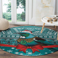 New Zealand Tui Bird Christmas Round Carpet Maori Inspired Knitted Patterns LT9 - Polynesian Pride