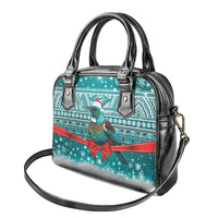 New Zealand Tui Bird Christmas Shoulder Handbag Maori Inspired Knitted Patterns LT9 - Polynesian Pride