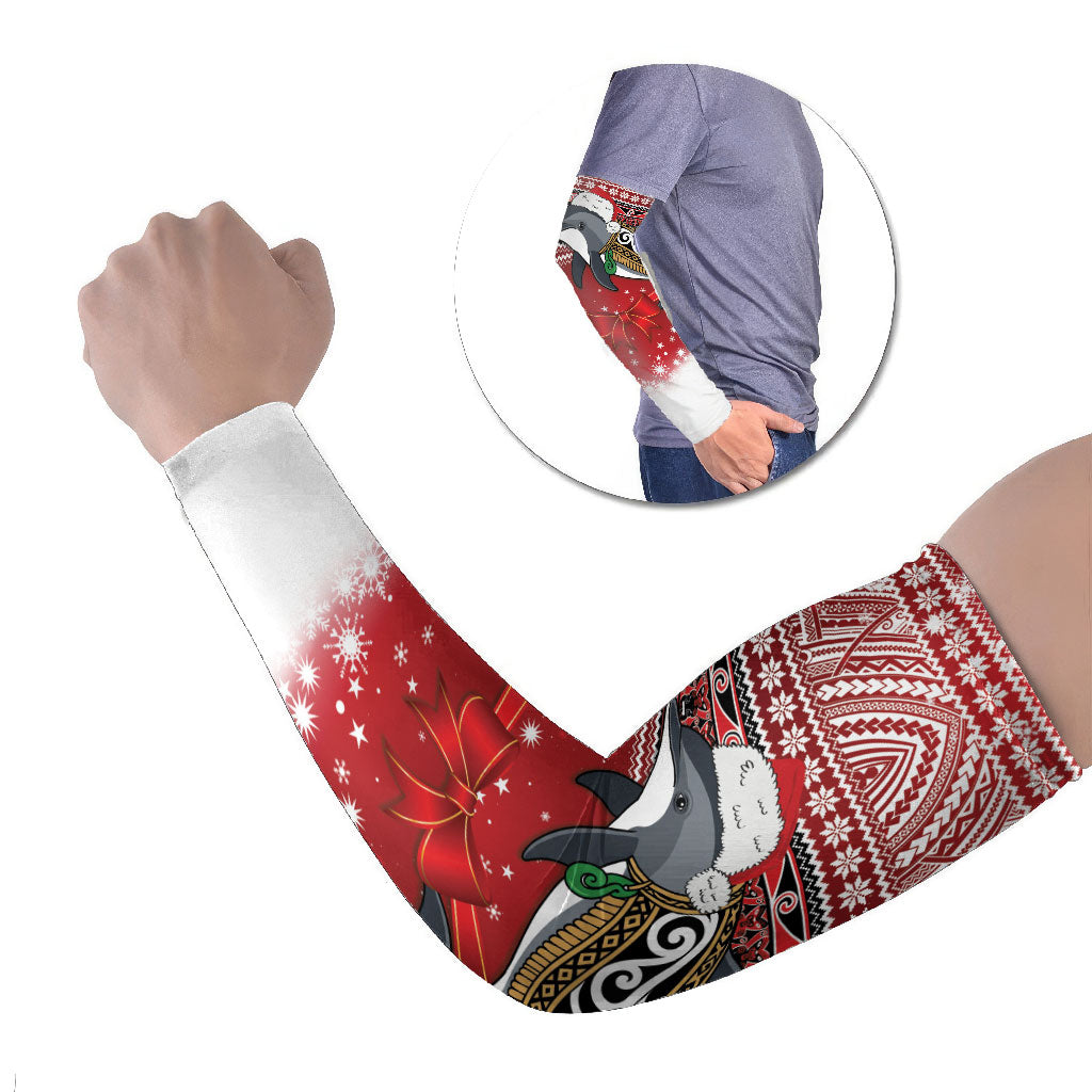 New Zealand Dolphin Terehu Christmas Arm Sleeves Maori Inspired Knitted Patterns LT9 Set of 2 Red - Polynesian Pride