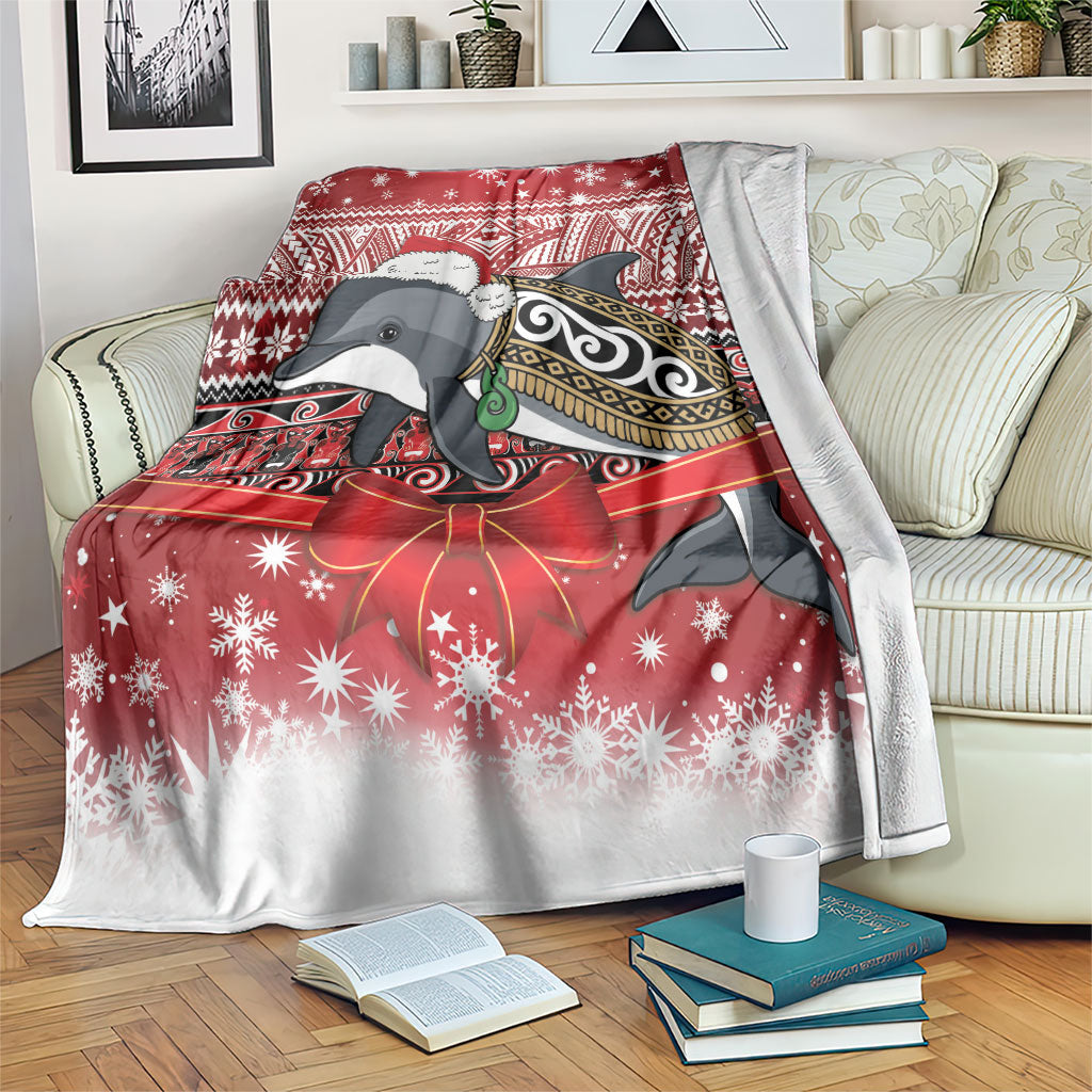 New Zealand Dolphin Terehu Christmas Blanket Maori Inspired Knitted Patterns LT9 Red - Polynesian Pride