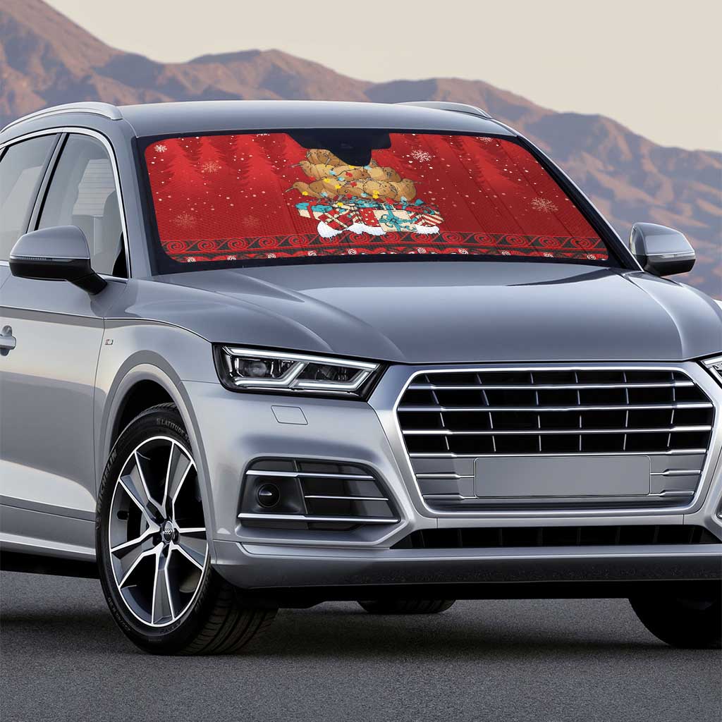 Funny Kiwi Bird Xmas Tree Auto Sun Shade New Zealand Tribal Christmas Spirit - Polynesian Pride