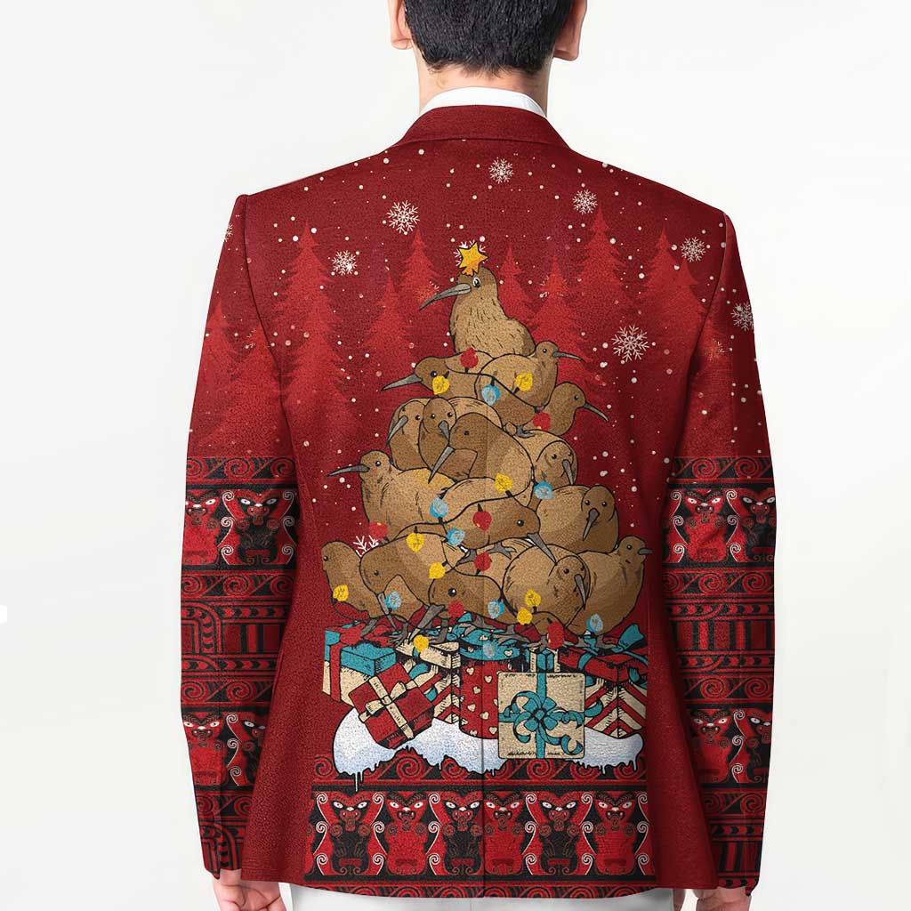 Funny Kiwi Bird Xmas Tree Blazer New Zealand Tribal Christmas Spirit LT9 - Polynesian Pride