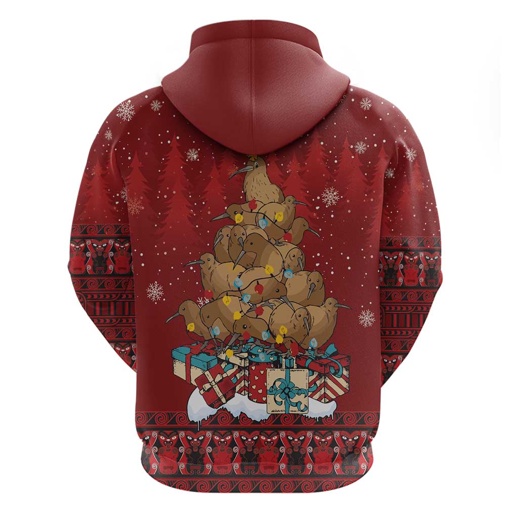 Funny Kiwi Bird Xmas Tree Hoodie New Zealand Tribal Christmas Spirit - Polynesian Pride