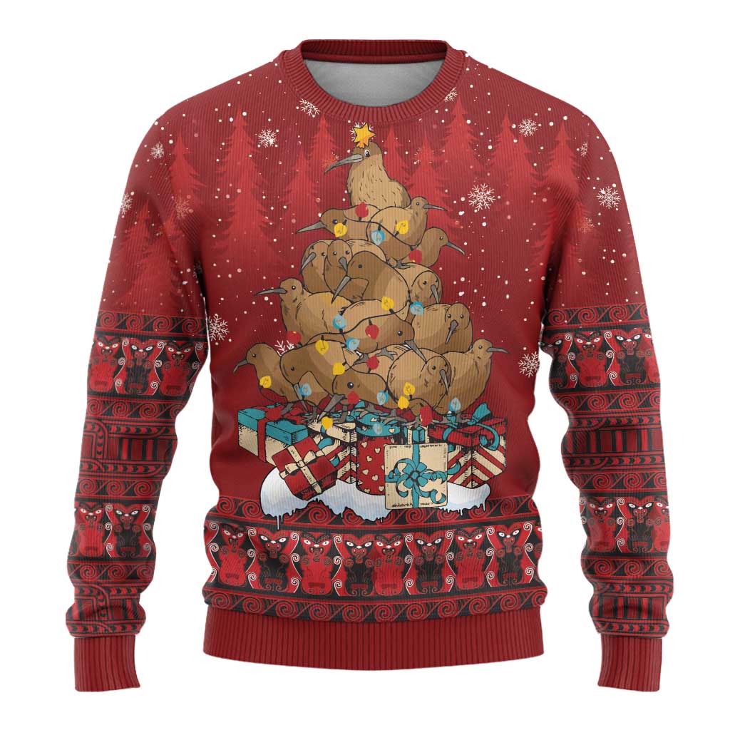 Funny Kiwi Bird Xmas Tree Ugly Christmas Sweater New Zealand Tribal Christmas Spirit - Polynesian Pride