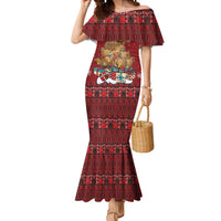 Funny Kiwi Bird Xmas Tree Mermaid Dress New Zealand Tribal Christmas Spirit LT9 Women Red - Polynesian Pride