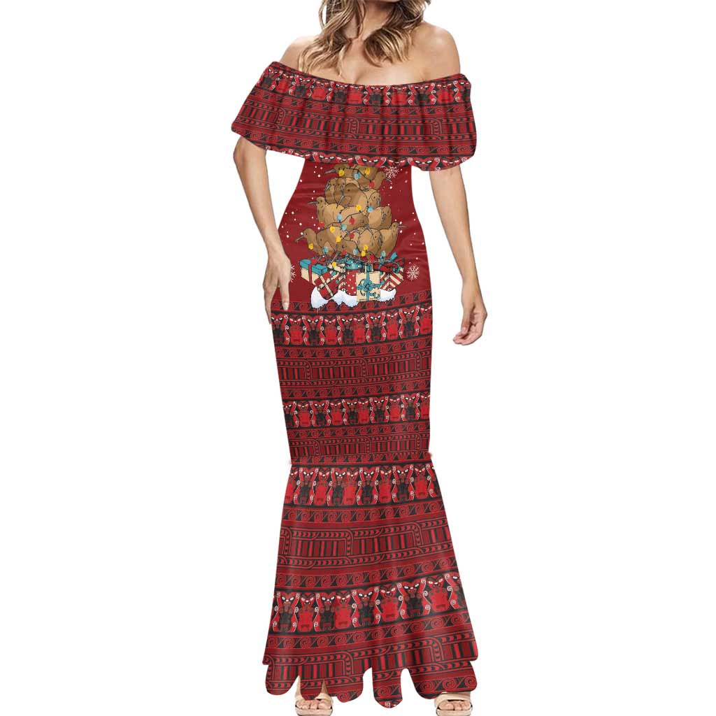 Funny Kiwi Bird Xmas Tree Mermaid Dress New Zealand Tribal Christmas Spirit LT9 - Polynesian Pride