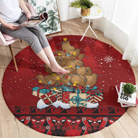Funny Kiwi Bird Xmas Tree Round Carpet New Zealand Tribal Christmas Spirit - Polynesian Pride