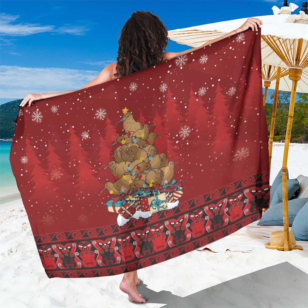 Funny Kiwi Bird Xmas Tree Sarong New Zealand Tribal Christmas Spirit - Polynesian Pride