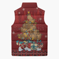 Funny Kiwi Bird Xmas Tree Sleeveless Puffer Jacket New Zealand Tribal Christmas Spirit - Polynesian Pride