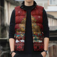 Funny Kiwi Bird Xmas Tree Sleeveless Puffer Jacket New Zealand Tribal Christmas Spirit - Polynesian Pride