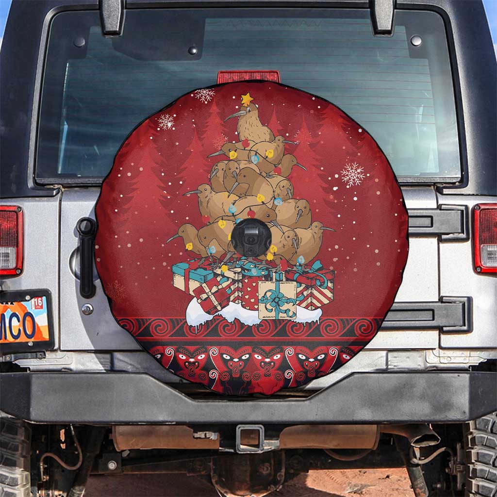 Funny Kiwi Bird Xmas Tree Spare Tire Cover New Zealand Tribal Christmas Spirit - Polynesian Pride