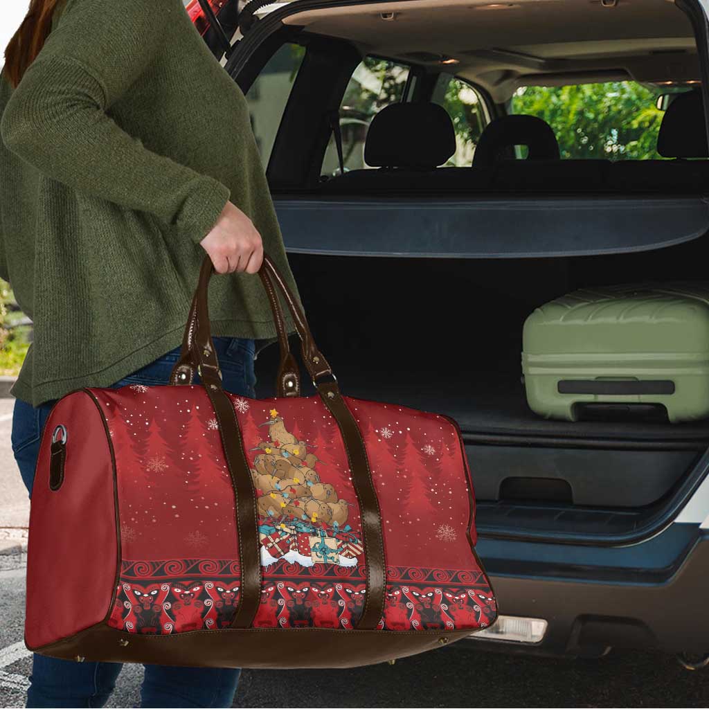 Funny Kiwi Bird Xmas Tree Travel Bag New Zealand Tribal Christmas Spirit - Polynesian Pride