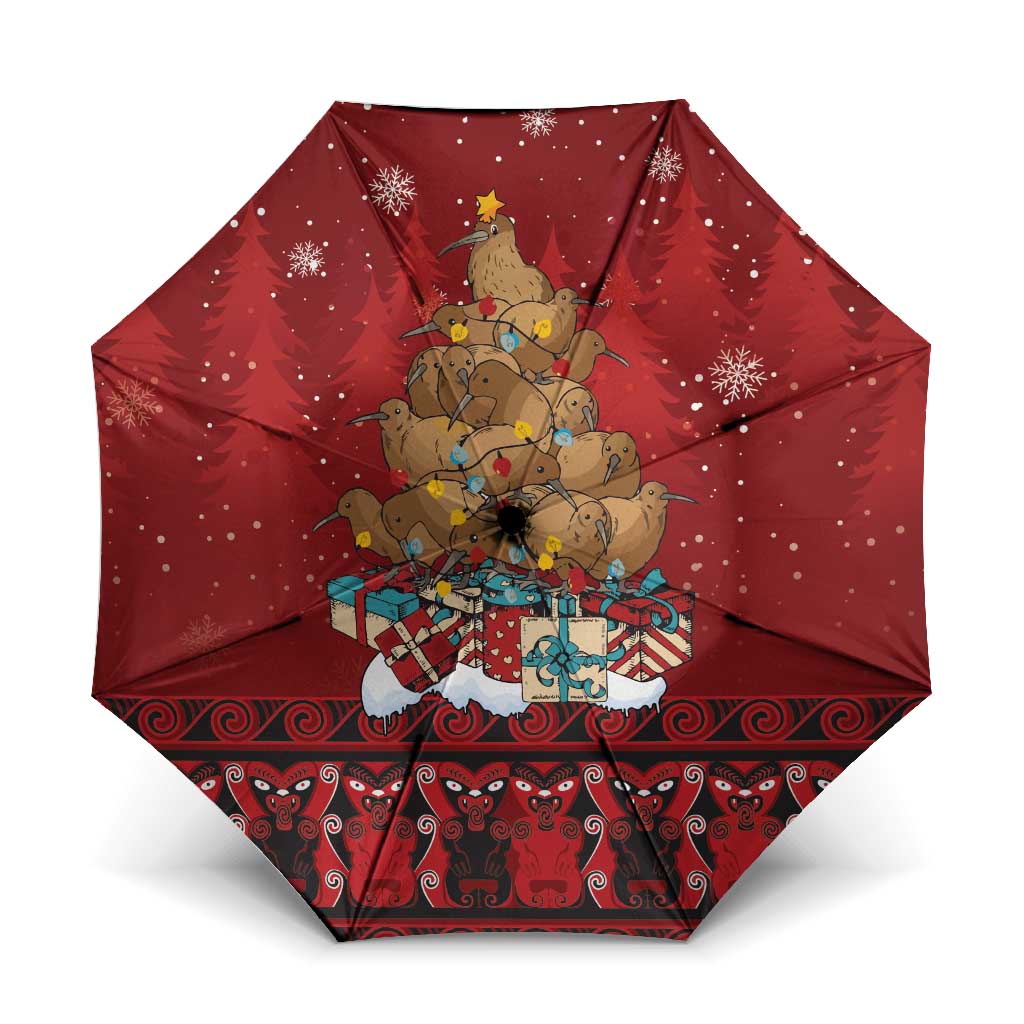 Funny Kiwi Bird Xmas Tree Umbrella New Zealand Tribal Christmas Spirit - Polynesian Pride