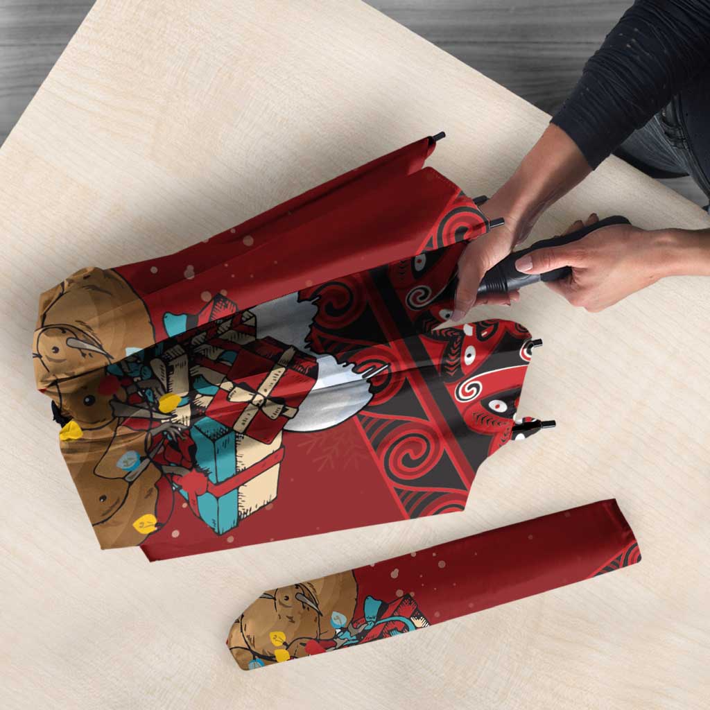 Funny Kiwi Bird Xmas Tree Umbrella New Zealand Tribal Christmas Spirit - Polynesian Pride